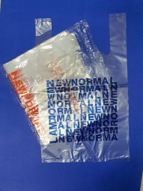 ถุงพลาสติกหูหิ้ว เกรด A สีใสพิมพ์ลาย NEW NORMAL คละสี แพ็คละ 3 ห่อ (รวม 600 กรัม) - thumbnail 6