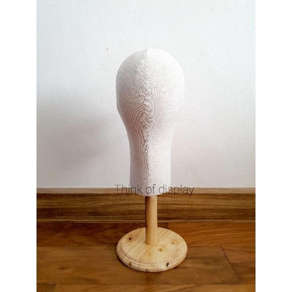 หัวหุ่นโชว์หมวก หุ่นโชว์วิกผม หัวหุ่นหุ้มผ้าขาตั้งไม้ - thumbnail 5