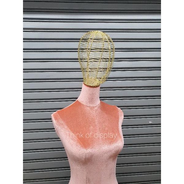 หุ่นโชว์เสื้อผ้า  หุ่นมีหัวลวดเหล็กสีทอง พร้อมขาตั้งสีทอง - thumbnail 9