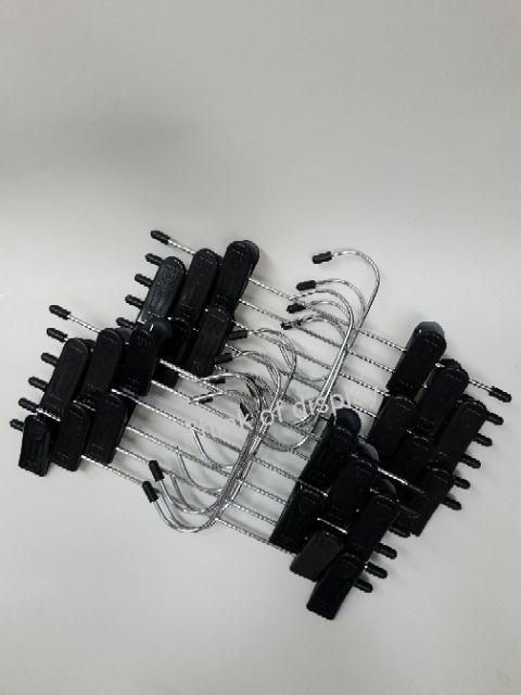 ไม้แขวนกางเกงกระโปรง ไม้แขวนหนีบกางเกง คอซี กิ๊บเหล็ก/กิ๊บพลาสติก แพ็คละ 12 ชิ้น - thumbnail 2