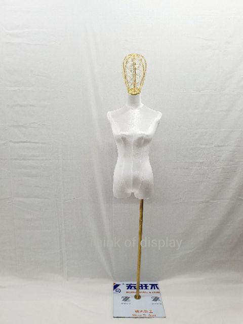 หุ่นโชว์เสื้อผ้า  หุ่นมีหัวลวดเหล็กสีทอง พร้อมขาตั้งสีทอง - thumbnail 7