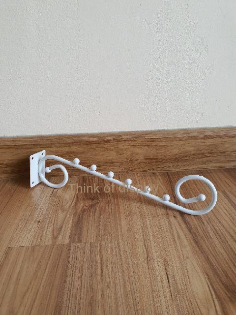 แขนติดผนัง ที่แขวนผ้าแบบเจาะติดผนัง ลายม้วน 6 ปุ่ม / แขนปลายม้วนเกี่ยวแป๊บเหลี่ยมเล็ก 0.5"×1" 9ปุ่ม - thumbnail 4