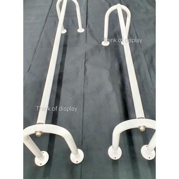 ราวแขวนเสื้อติดผนัง ราวแขวนแบบเจาะยึดผนัง ขาตัวยู สีขาว/ดำ ยาว 80cm/100cm - thumbnail 5