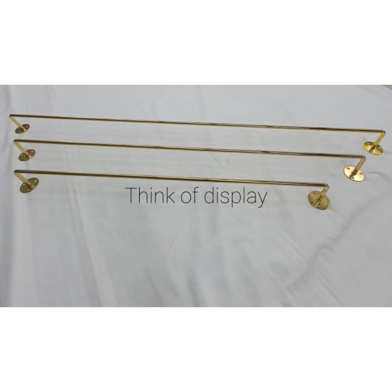 ราวแขวนผ้าติดผนังสีทอง ราวแขวนเสื้อยึดผนัง แสตนเลสสีทองเส้นกลม - thumbnail 8