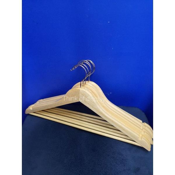 ไม้แขวนเสื้อไม้ มีร่องมีก้าน แขวนกางเกงได้ แพ็ค 6 อัน/แพ็ค 12 อัน - thumbnail 8