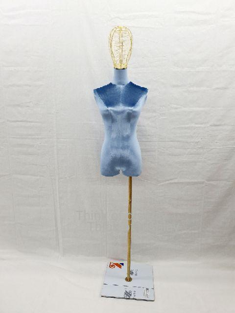 หุ่นโชว์เสื้อผ้า  หุ่นมีหัวลวดเหล็กสีทอง พร้อมขาตั้งสีทอง - thumbnail 5