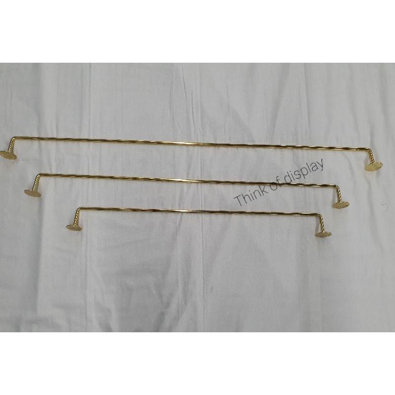 ราวแขวนผ้าติดผนังสีทอง ราวแขวนเสื้อยึดผนัง แสตนเลสสีทองเส้นกลม - thumbnail 4