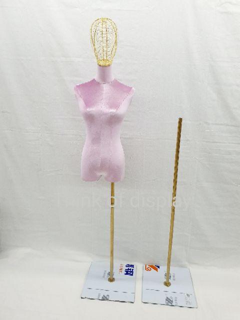 หุ่นโชว์เสื้อผ้า  หุ่นมีหัวลวดเหล็กสีทอง พร้อมขาตั้งสีทอง - thumbnail 6