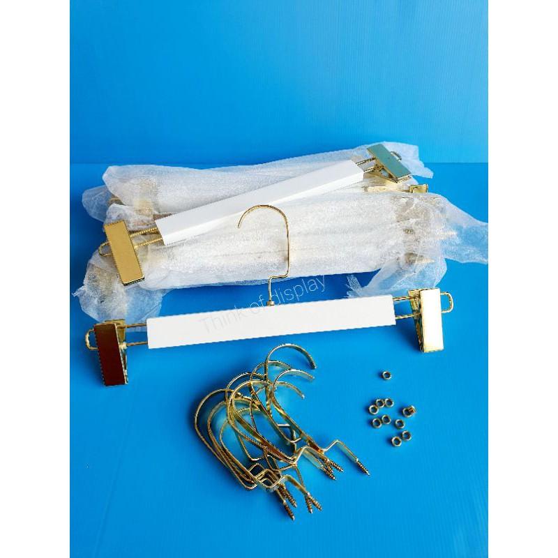 ไม้แขวนกางเกงไม้แท้สีขาว หนีบกางเกงไม้แท้สีขาว DU07 - thumbnail 2