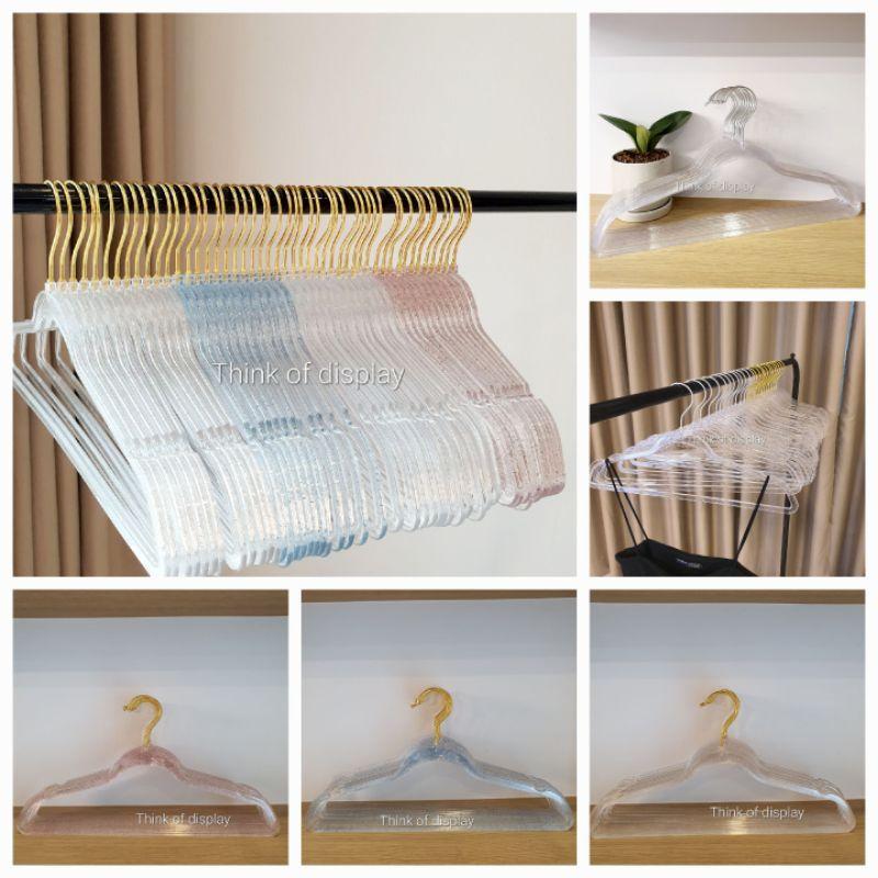 ไม้แขวนเสื้อพลาสติกใส มีกลิตเตอร์ ประกายเพชร PS02 แพ็คละ 12 อัน