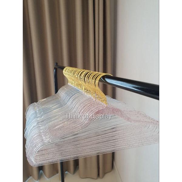 ไม้แขวนเสื้อพลาสติกใส มีกลิตเตอร์ ประกายเพชร PS02 แพ็คละ 12 อัน - thumbnail 2