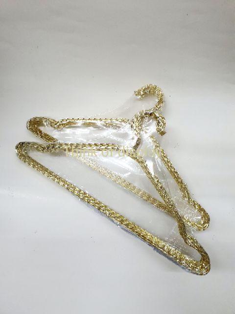 ไม้แขวนเสื้อเหล็กลวดทอง ไม้แขวนลายเกลียวสีทอง ไม้แขวนลวดเรียบสีทอง แพ็คละ 12 อัน - thumbnail 6