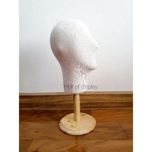 หัวหุ่นโชว์หมวก หุ่นโชว์วิกผม หัวหุ่นหุ้มผ้าขาตั้งไม้ - thumbnail 6