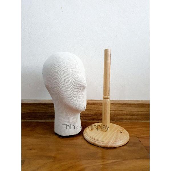 หัวหุ่นโชว์หมวก หุ่นโชว์วิกผม หัวหุ่นหุ้มผ้าขาตั้งไม้ - thumbnail 2