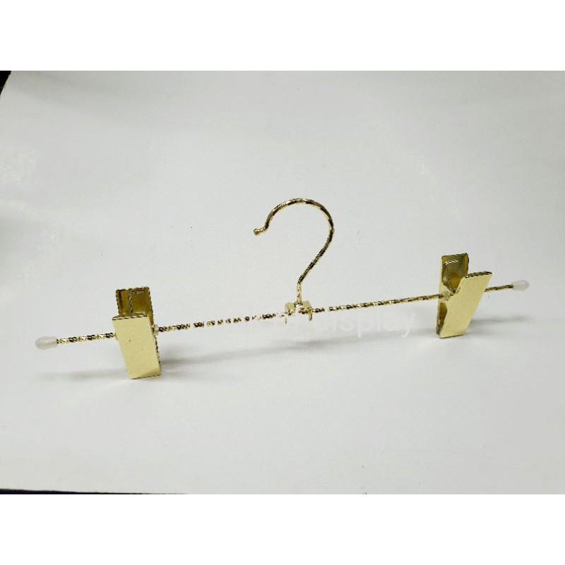 ไม้หนีบกางเกง ไม้แขวนกางเกง เหล็กลายเกลียว สีทอง แพ็คละ 12 อัน - thumbnail 3