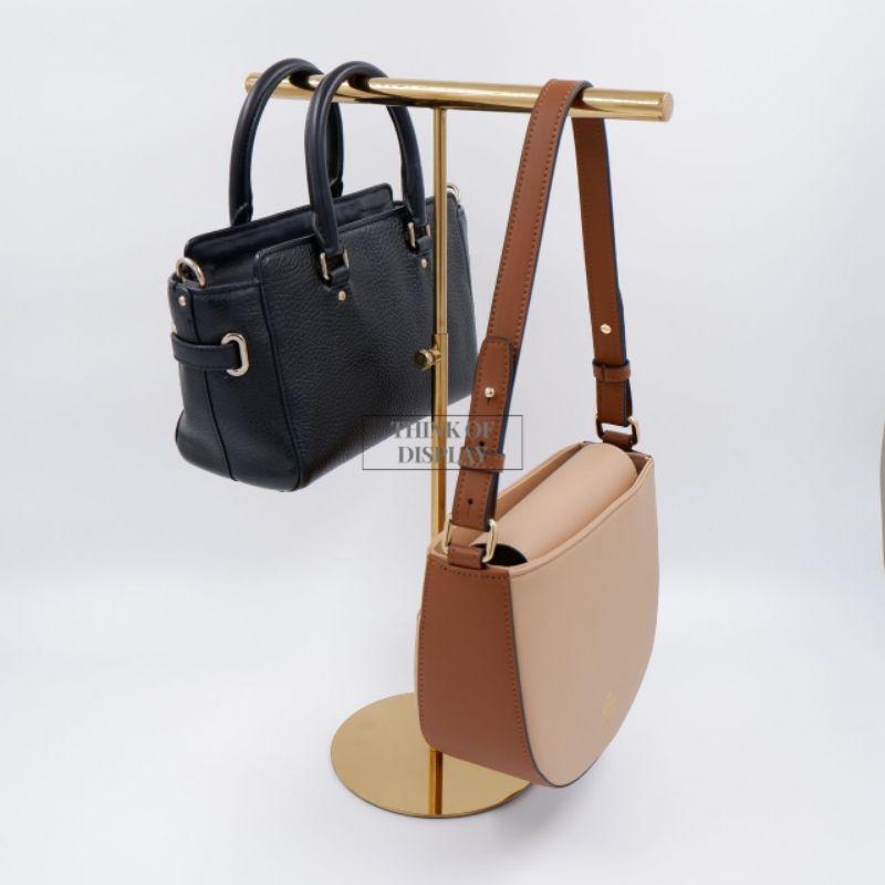 แสตนโชว์กระเป๋า ที่แขวนกระเป๋า ทรง T สีทอง แพ็ค 1ชุด - thumbnail 6