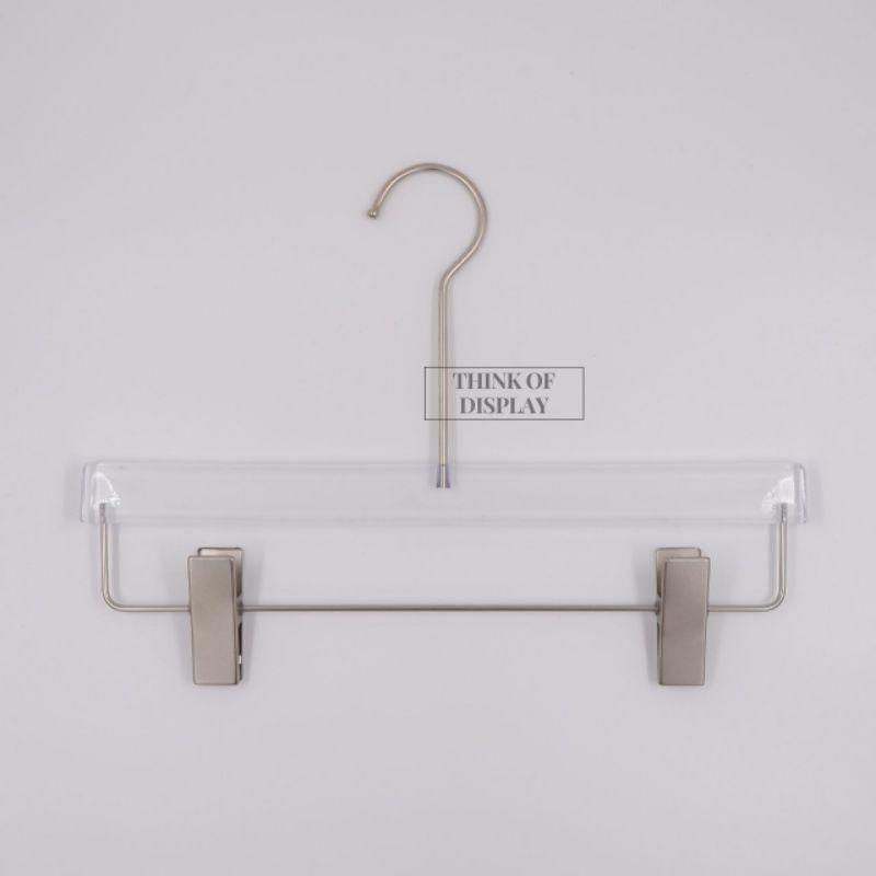 ไม้แขวนกางเกงกระโปรง ไม้แขวนพลาสติกใส PP04-1 มีคานล่าง แพ็คละ 5 อัน - thumbnail 3