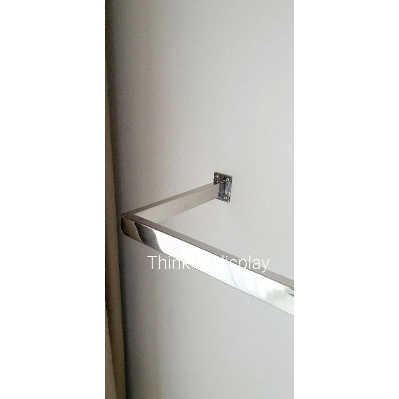 ราวแสตนเลสติดผนัง#6 ราวแขวนเสื้อผ้าแบบติดผนังสีเงิน 100cm. - thumbnail 2