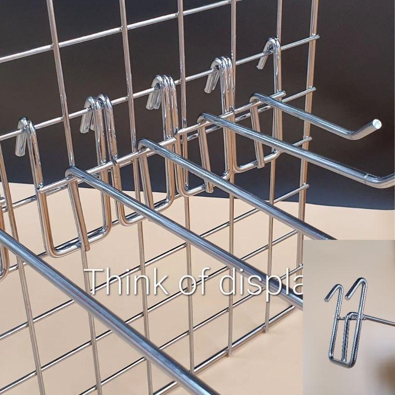 ฮุกแขวนสินค้า ฮุกหัวเข็มขัด ลวดหนาชุบโครเมี่ยม (แพ็คละ 12 อัน)