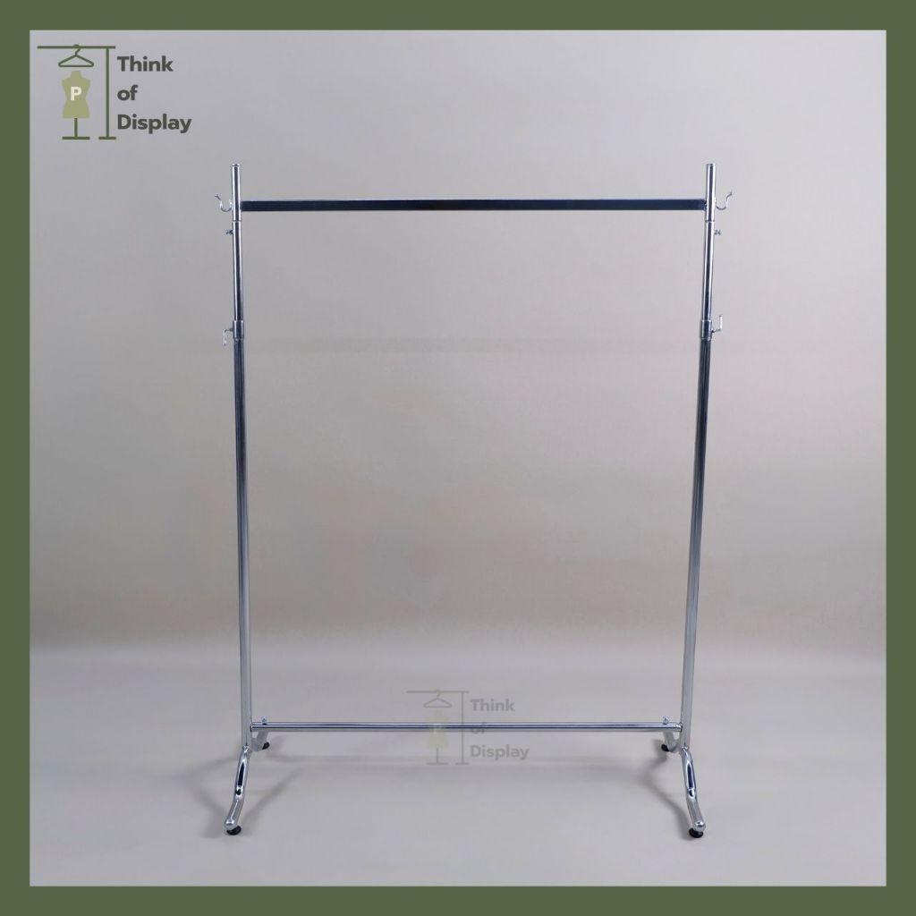 ราวแขวนผ้า ราวเหล็ก ราวเดี่ยวหัวเหล็กเหลี่ยม ราวโชว์เสื้อ 1 ม.หนา - thumbnail 4