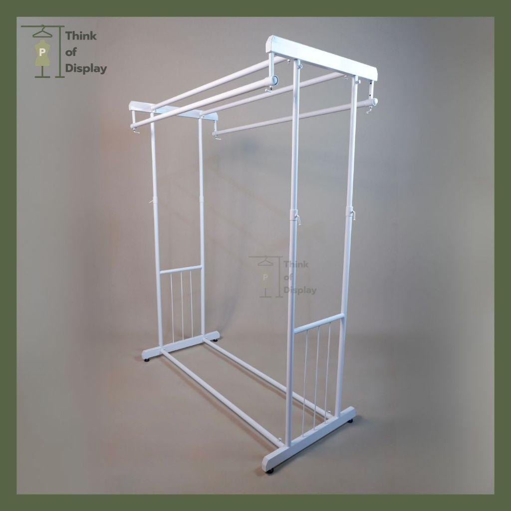 ราวกระจกคู่ ราวแขวนเสื้อผ้าบาร์คู่  สีขาว/ดำ - thumbnail 3