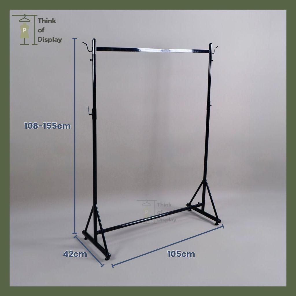 ราวแขวนผ้า ราวเดี่ยวแขวนเสื้อผ้า รุ่นขา A ความยาว 1 เมตร สีขาว/ดำ - thumbnail 3