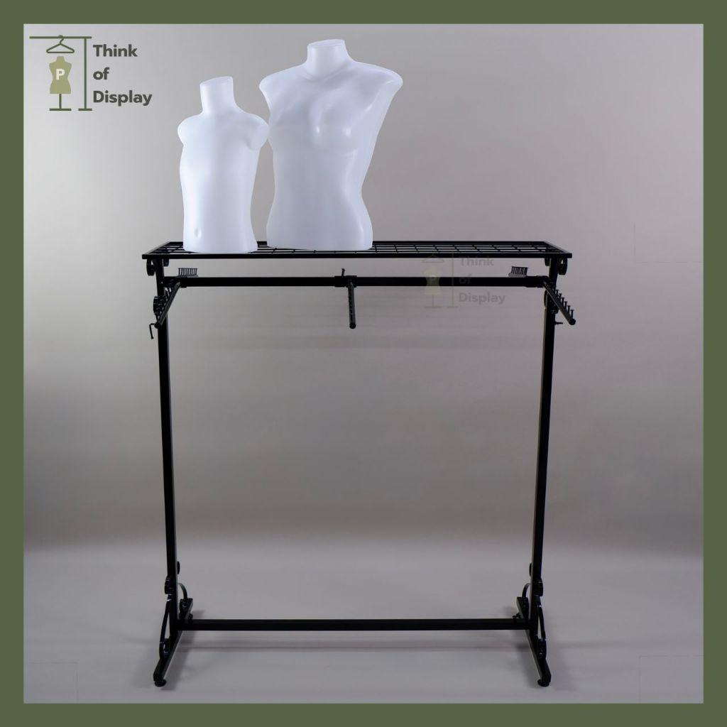 ราววินเทจ ราวแขวนผ้า ราวโชว์เสื้อลายผีเสื้อมีชั้นวาง สีขาว/สีดำ ปรับระดับความสูงได้ แพ็คละ 1ชุด - thumbnail 7