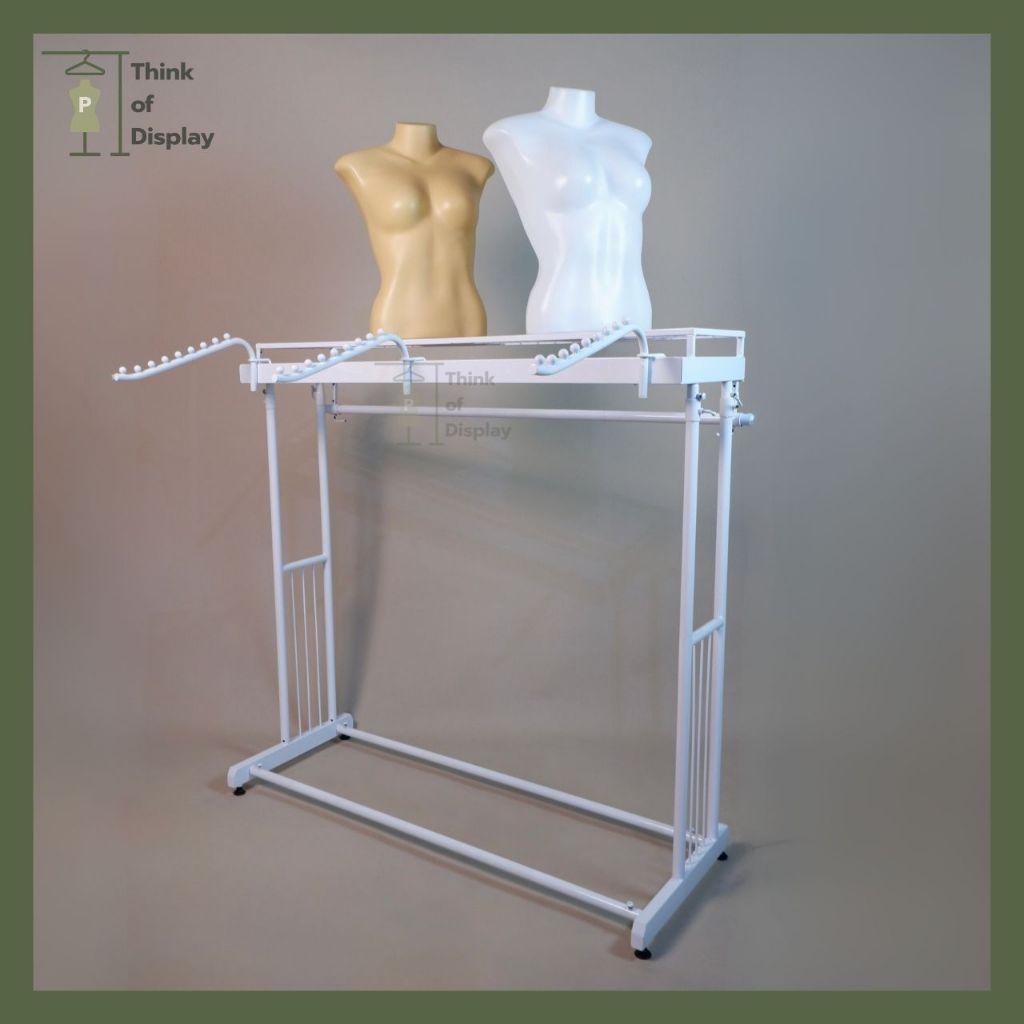 ราวแขวนเสื้อ 3 แขนตะแกรงบน สีขาว - thumbnail 5