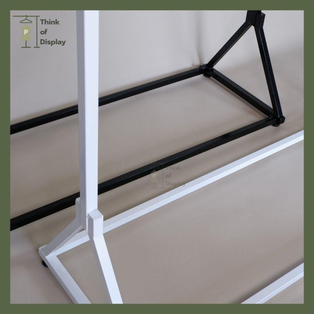 ราวแขวนเสื้อผ้า ราวเดี่ยวขาสามเหลี่ยม สีขาว สีดำ และสีทอง(ไม่รวมแขนเกี่ยว) - thumbnail 6