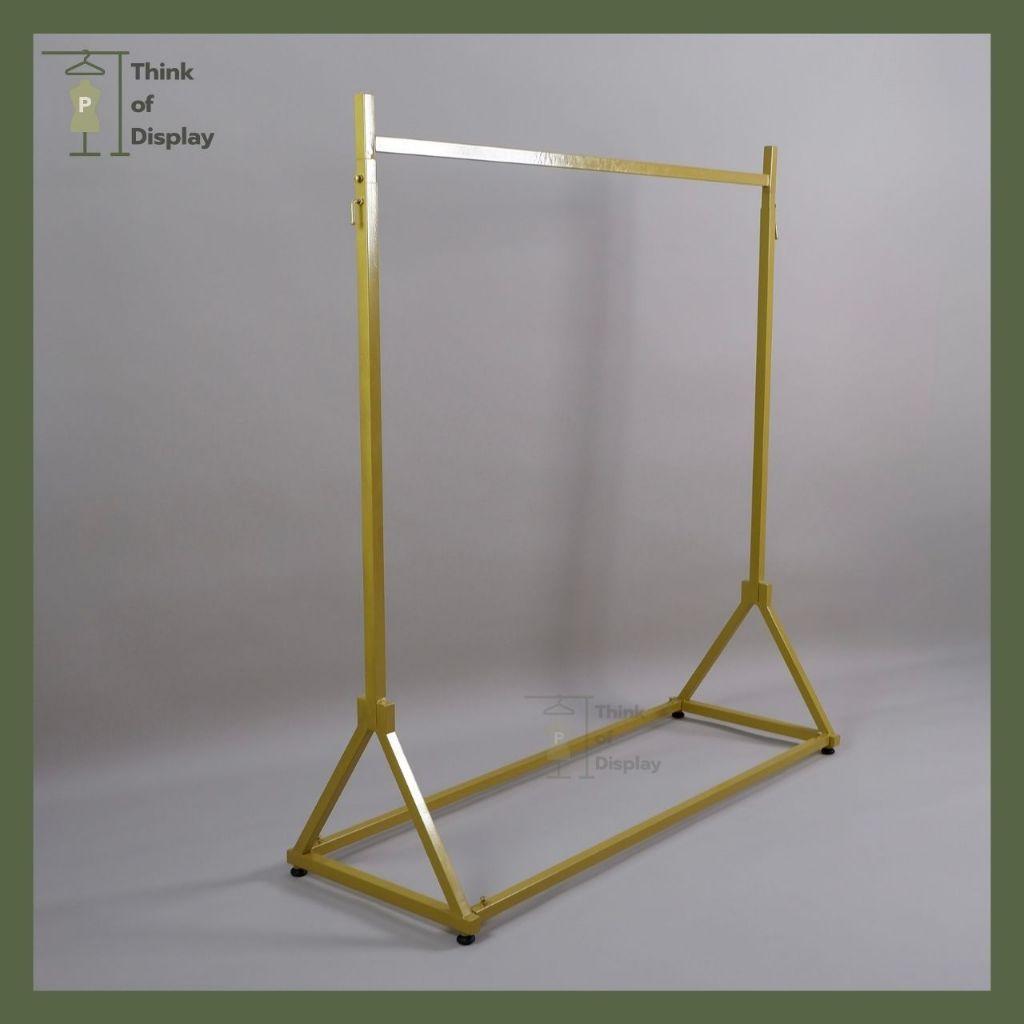 ราวแขวนเสื้อผ้า ราวเดี่ยวขาสามเหลี่ยม สีขาว สีดำ และสีทอง(ไม่รวมแขนเกี่ยว) - thumbnail 7