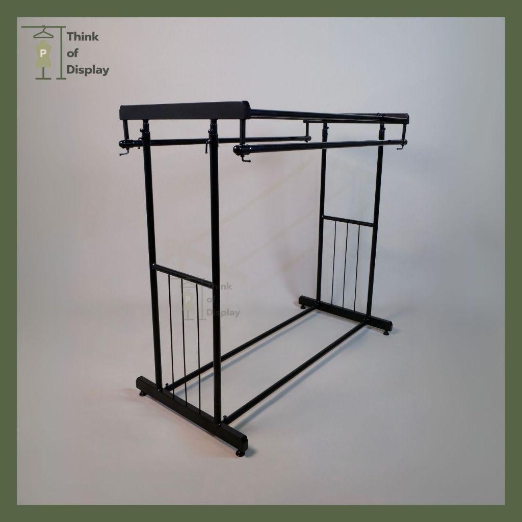 ราวกระจกคู่ ราวแขวนเสื้อผ้าบาร์คู่  สีขาว/ดำ - thumbnail 4