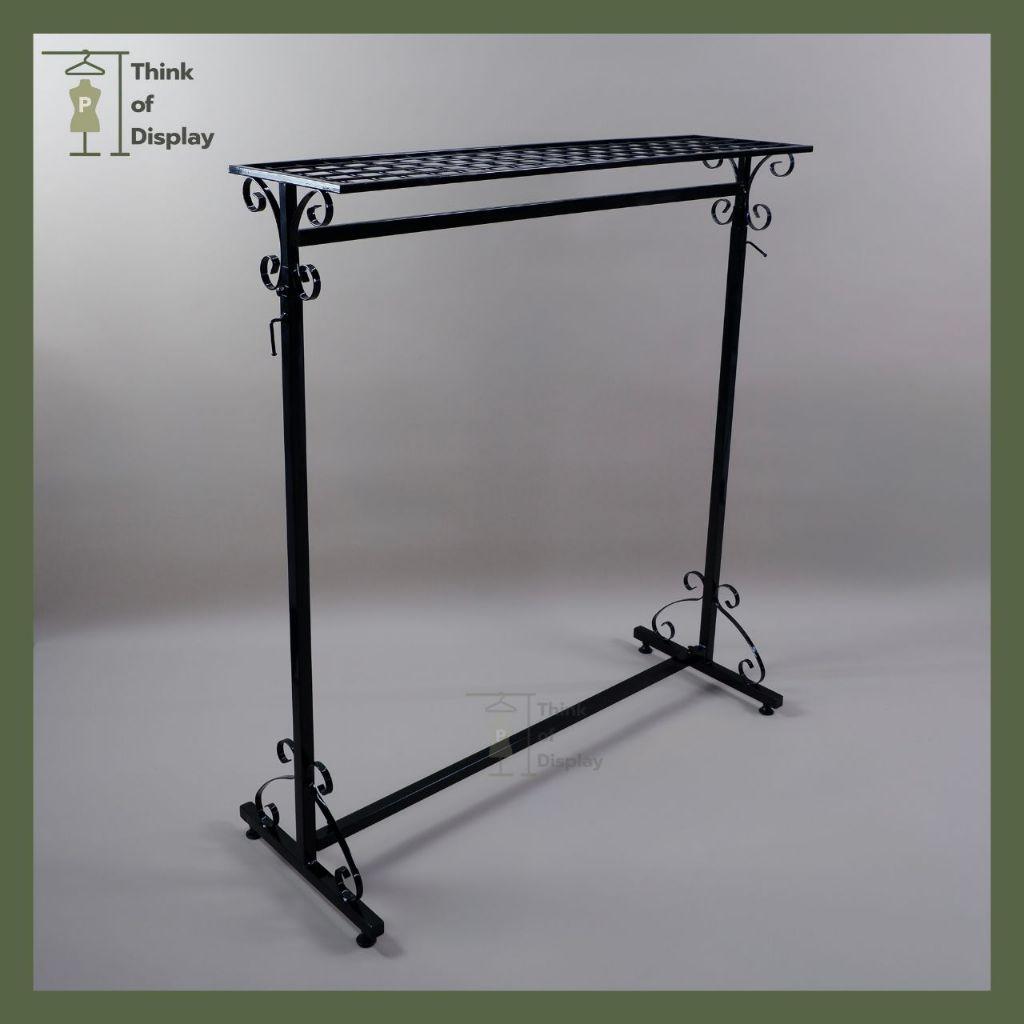 ราววินเทจ ราวแขวนผ้า ราวโชว์เสื้อลายผีเสื้อมีชั้นวาง สีขาว/สีดำ ปรับระดับความสูงได้ แพ็คละ 1ชุด - thumbnail 3