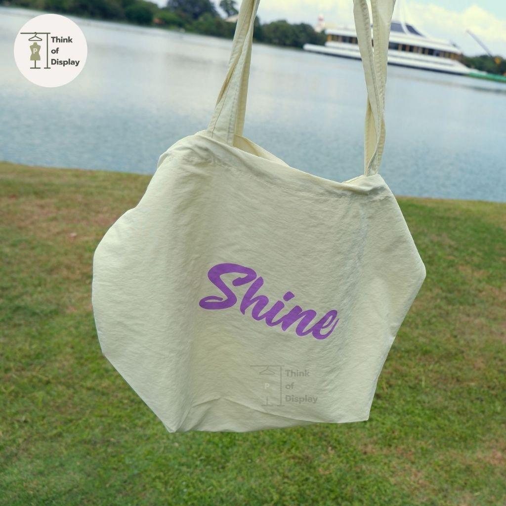 ถุงผ้า ถุงช้อปปิ้ง กระเป๋าลายShine ถุงน่ารักพกพาง่าย กระเป๋าผ้าพับเก็บได้ - thumbnail 4