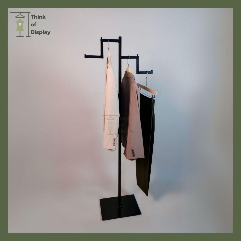 ราวโชว์แขวนเสื้อ เสาเดียวแขน 2 หยัก ฐานหนา - thumbnail 4