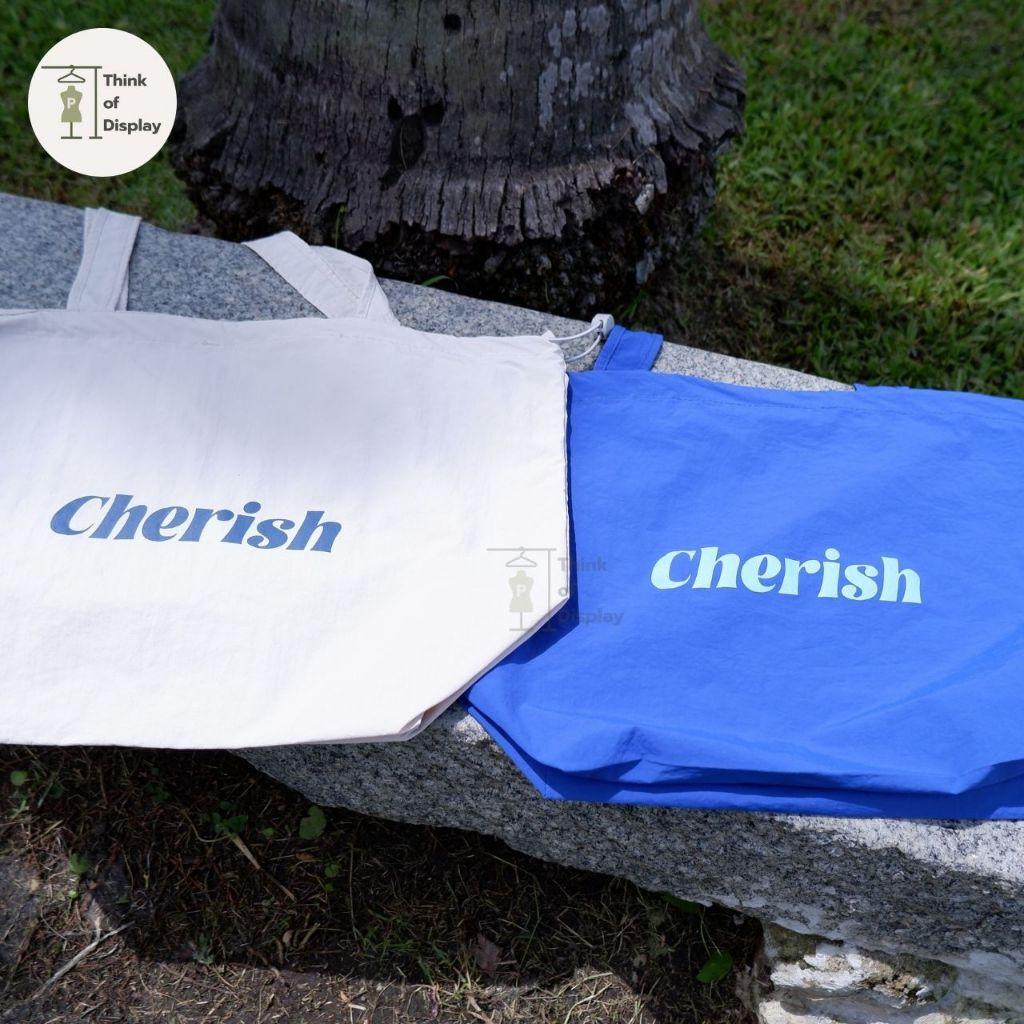 ถุงผ้า ถุงช้อปปิ้ง กระเป๋าลายCherish ถุงน่ารักพกพาง่าย กระเป๋าผ้าพับเก็บได้ - thumbnail 2