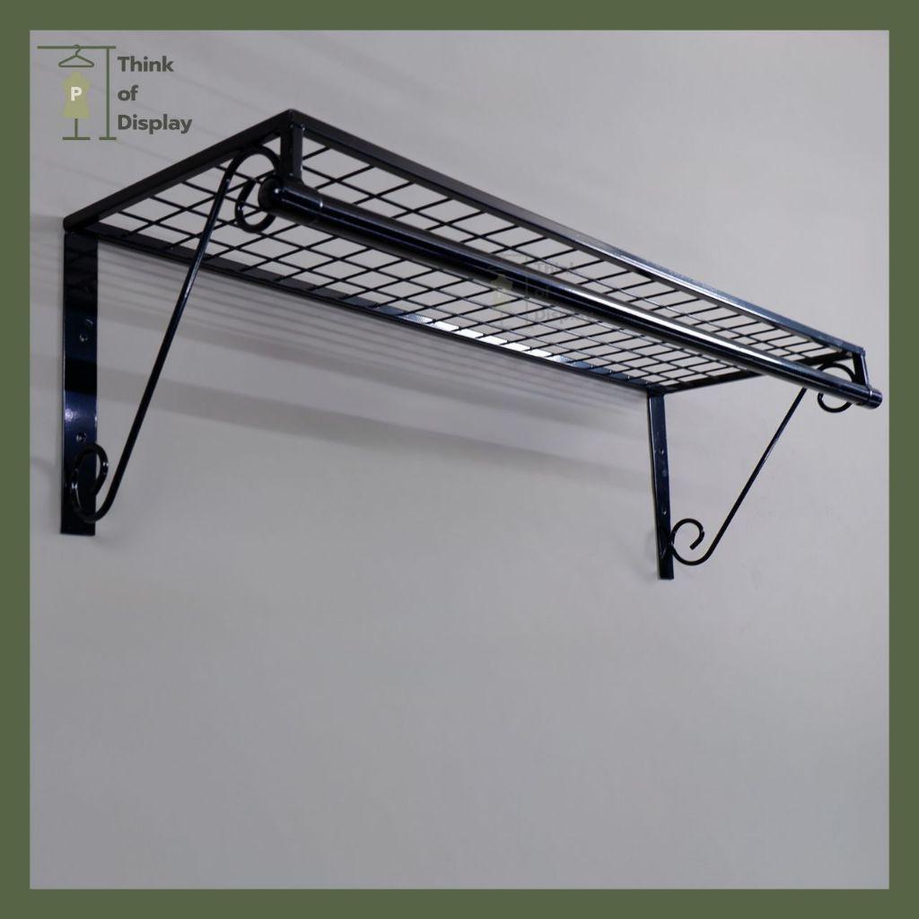 ราวแขวนเสื้อติดผนัง ราววินเทจติดผนังมีชั้นวางของ แบบเจาะติดผนัง - thumbnail 5